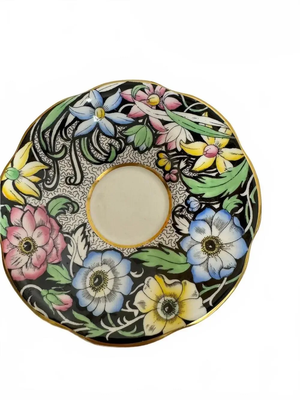 Vintage Rosina English Bone China Floral Saucers & A. Bentley Rose Dish Lot of 3